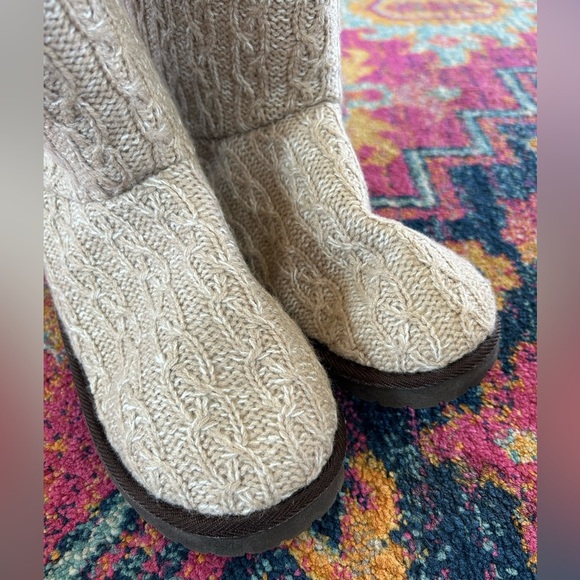 🔥Muk Luks | Women’s tan heather faux sherpa lined Essentials Knit Boots, size 9 - Picture 13 of 16